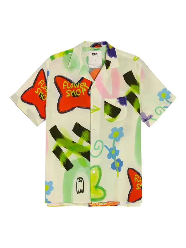 OAS Flower Relaxed Fit Shirt, Multi