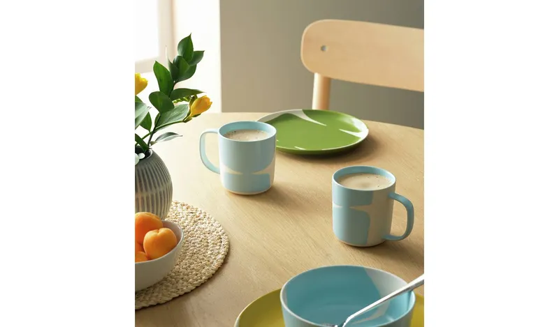Habitat x Scion Lohko Set of 4 Stoneware Mugs - Blue