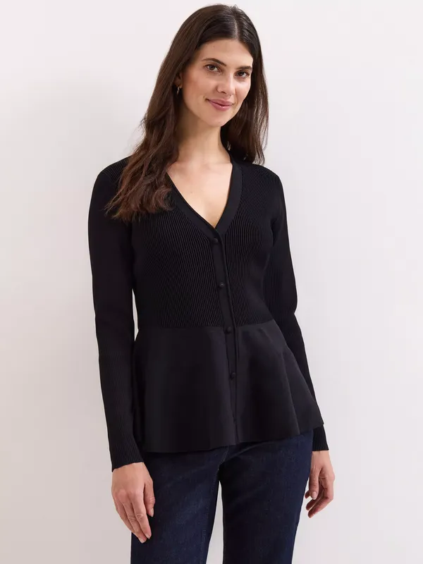 Phase Eight Roma Peplum Hem Cardigan, Black