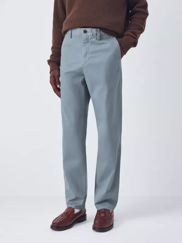 John Lewis Straight Fit Cotton Blend Chinos, Flint Stone
