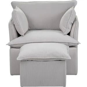 Snuggle Armchair with Stool - Grey