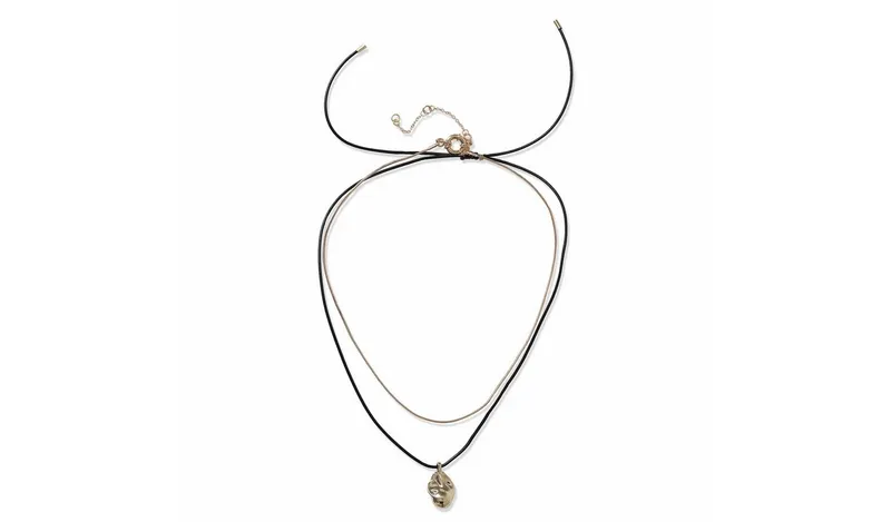 Freedom Gold Pendant Gold Tone & Black Cord Chain Necklace