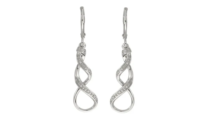 Revere Sterling Silver 0.04ct tw Diamond Twist Drop Earrings
