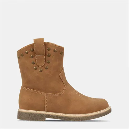 Miso Kids' Jolene Cowboy-Inspired Side Zip Flat Ankle Boots