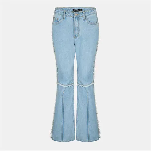 I Saw It First Women's High Waisted Cotton Bootcut Jeans