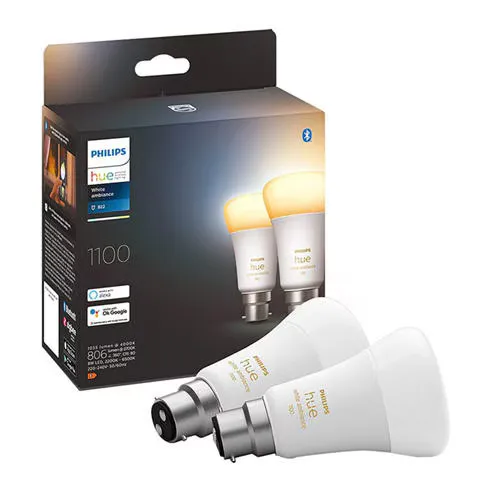 Philips Hue White Ambiance 8W B22 2P