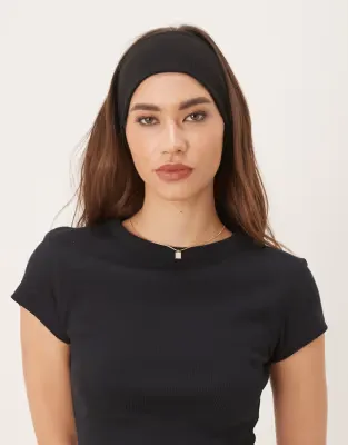 wide jersey headband in black