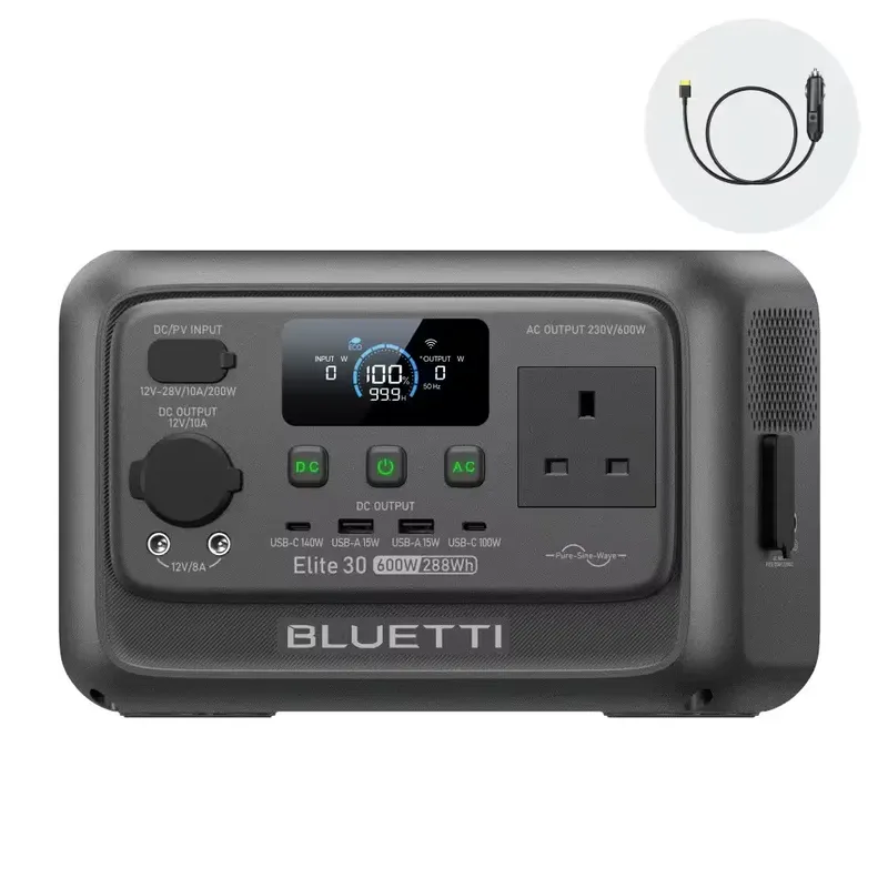 BLUETTI Portable Power Station Elite 30 V2 288Wh/600W Solar Generator for Camping/Trip