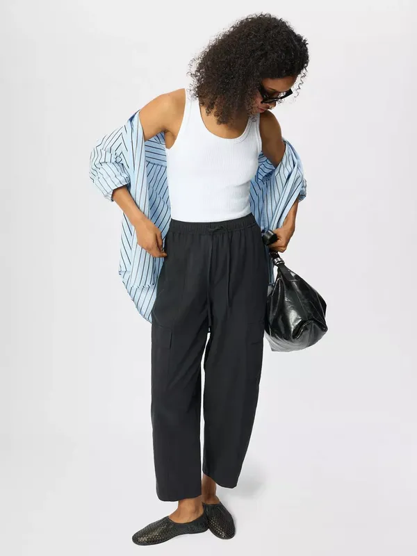Whistles Mid Rise Barrel Leg Utility Cotton Cargo Trousers