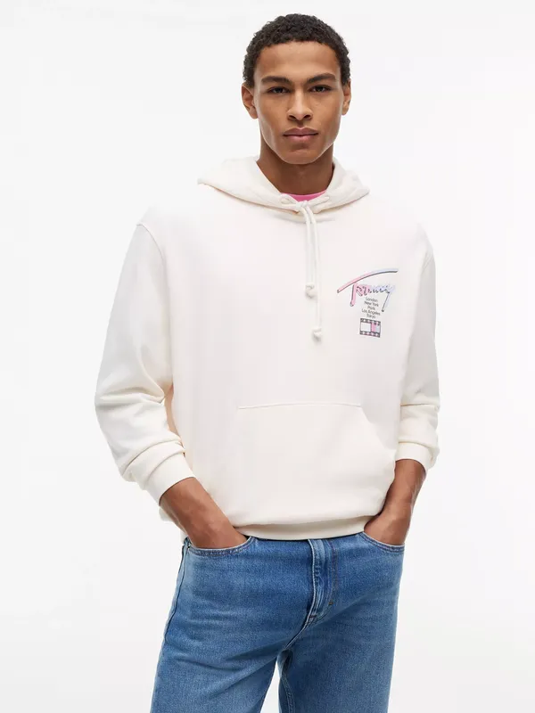 Tommy Hilfiger Graphic Print Cotton Hoodie, White