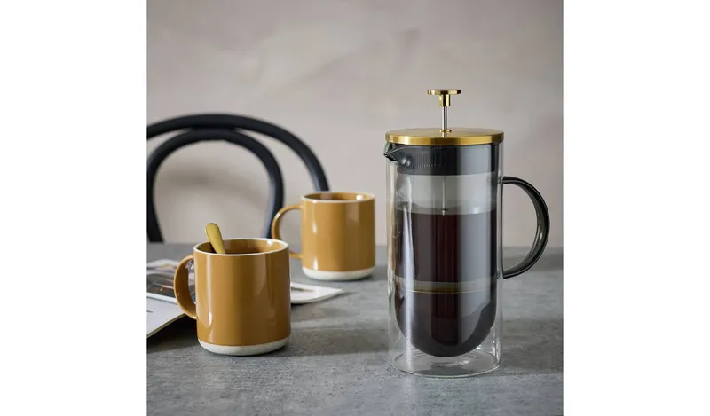 Habitat Smoked Glass 8 Cup 1000ml Cafetiere - Grey