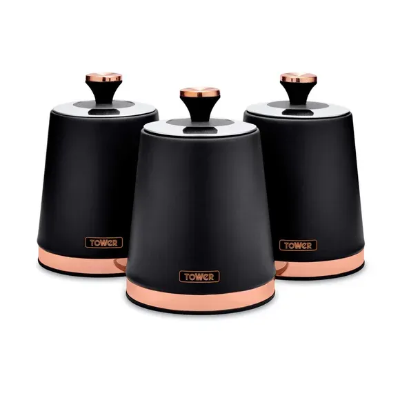 Set of 3 Tower Cavaletto Kitchen Canisters