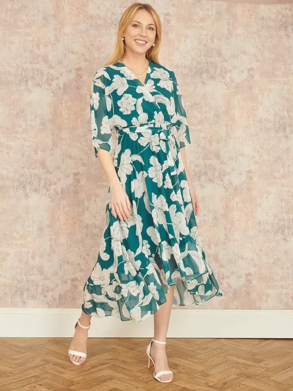 Yumi Kimono Sleeve Dip Hem Dress