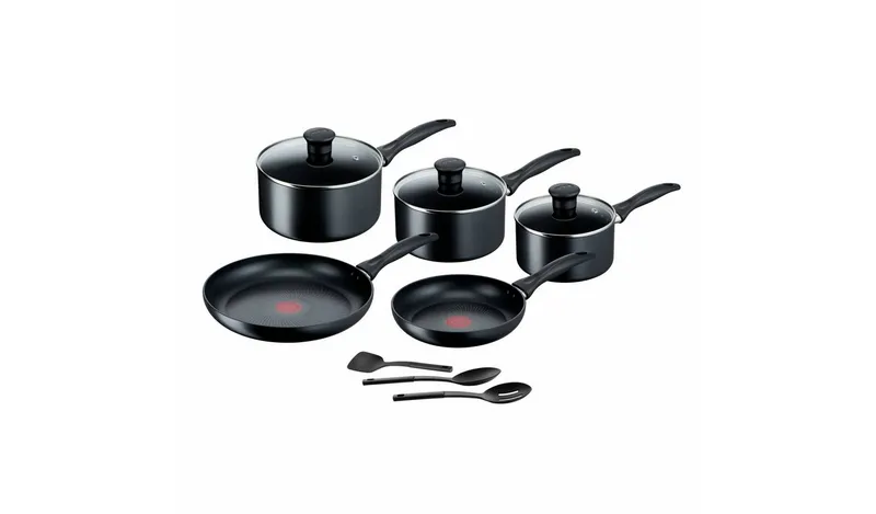 Tefal 8 Piece Aluminium Pan Set - Black