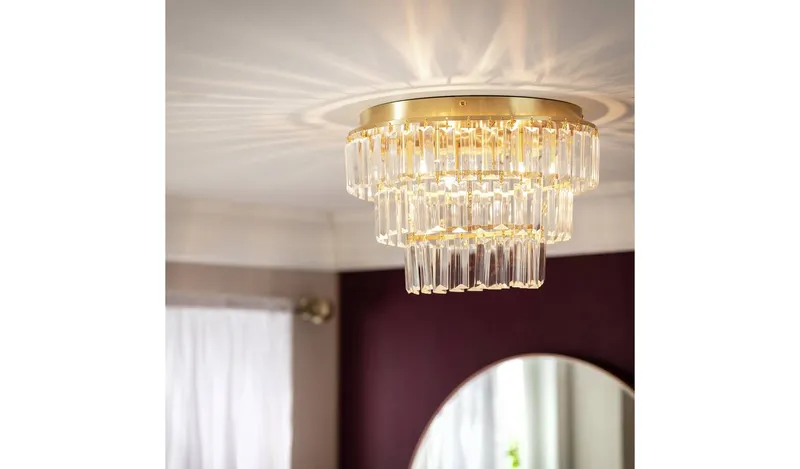 Argos Home Presley Glass 3 Tier Flush to Ceiling Light-Brass