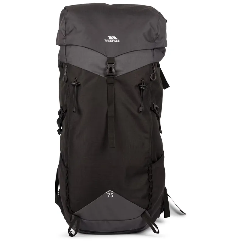 TRESPASS Waterproof 75L Hiking Backpack With Padded Shoulder Straps - Pass 75