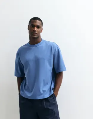 breatheMAX™ heavyweight boxy oversized t-shirt in blue cotton blend