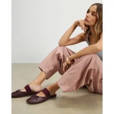 Red Elastic Strap Backless Ballet Pumps