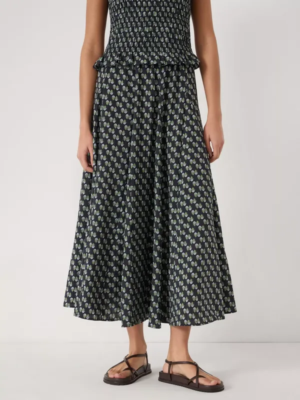 HUSH Mavi Midi Skirt, Blue/Multi