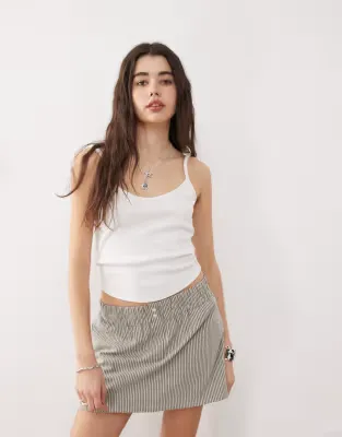 rib cami top - WHITE