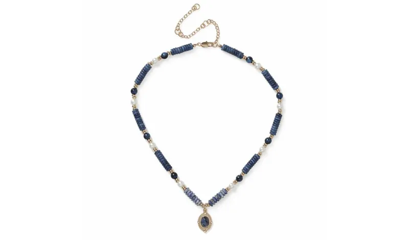 Freedom Beaded Blue Pendant Necklace