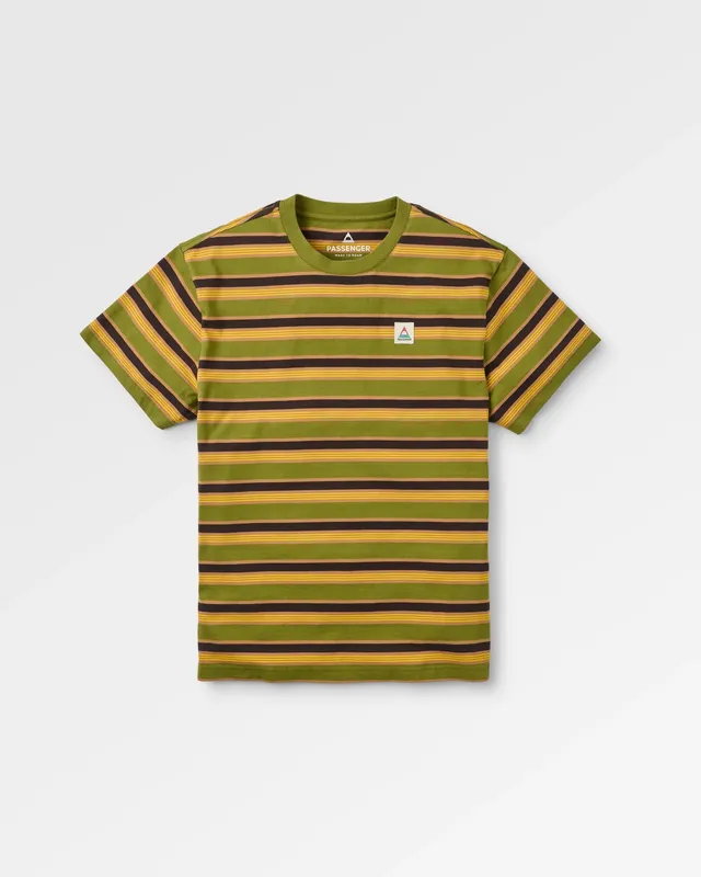 Passenger Clothing Retro Relaxed Fit T-Shirt - Khaki Multi Stripe