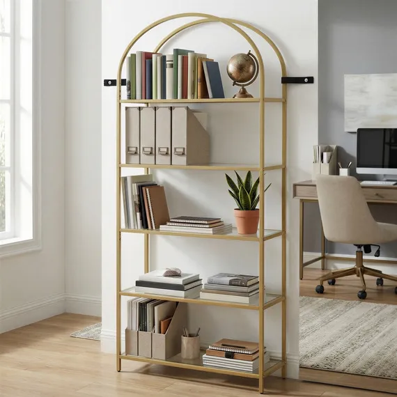 VASAGLE 5 Tier Tempered Glass Shelf Unit - White