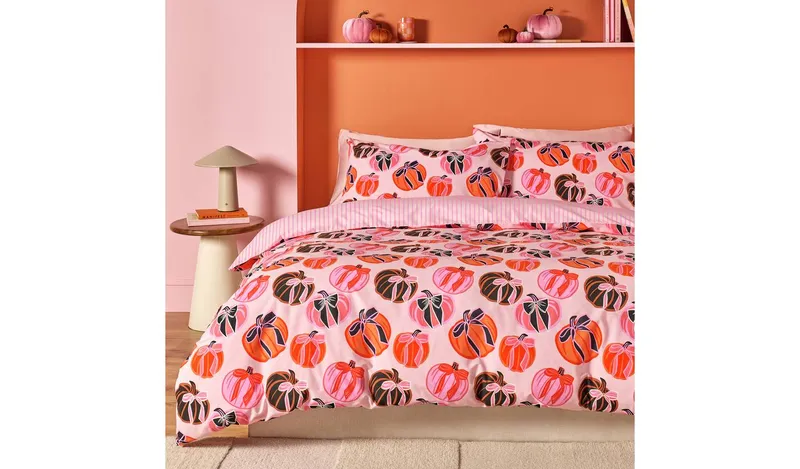 Argos Home Pumpkin Bows Pink Bedding Set