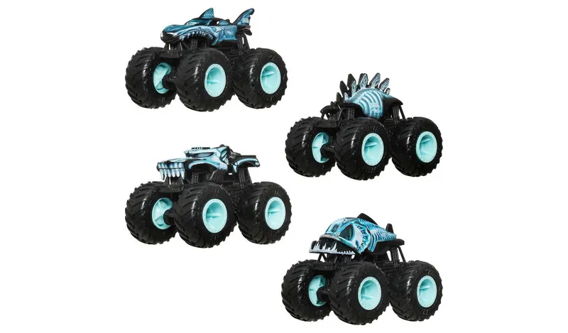 Hot Wheels Monster Trucks, 4-Pack of 1:64 Scale Toy Trucks