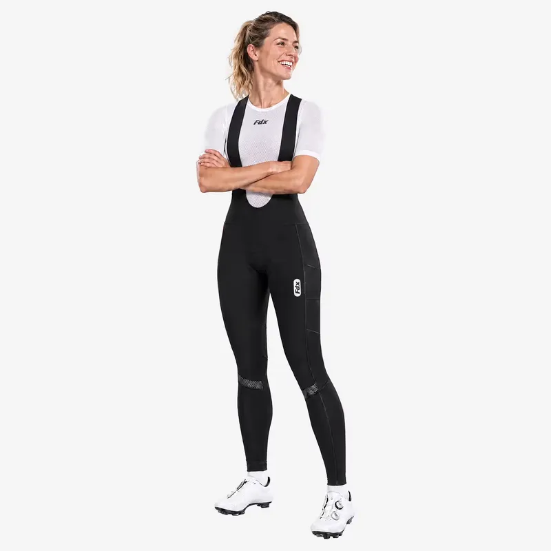 FDX Women's All Day Cycling Bib Tights 4D Gel Padded Thermal Roubaix with Pockets