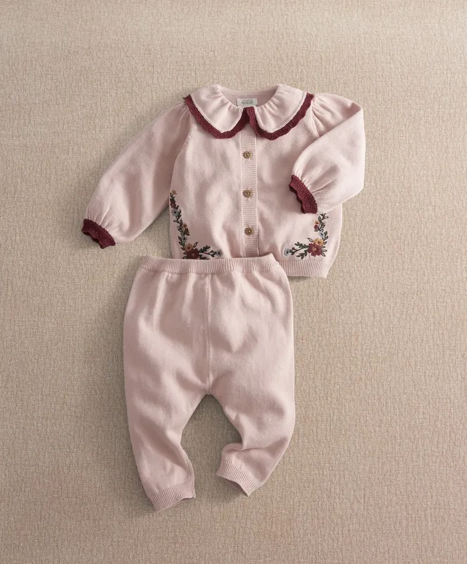 Mamas & Papas Pink Embroidered Knit Set (2 Pieces)