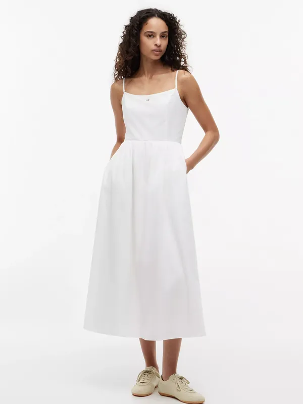 Tommy Hilfiger Poplin Strappy Maxi Dress, Natural Oatmeal