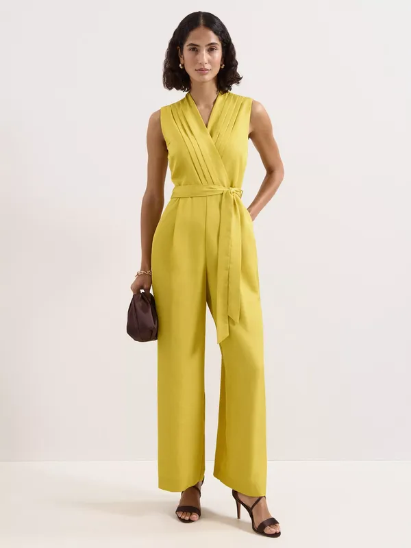 Phase Eight Taylor Wrap Jumpsuit, Yellow