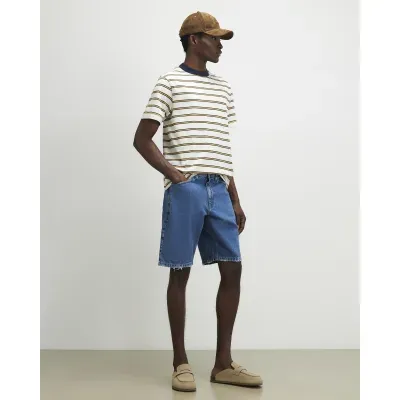 Yellow Regular Fit Cotton Stripe T-Shirt
