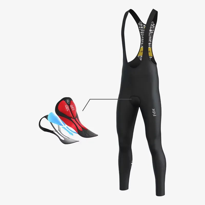 FDX Mens Limited Edition Cycling Bib Tights Thermal Roubaix Gel Padded Winter Bibs