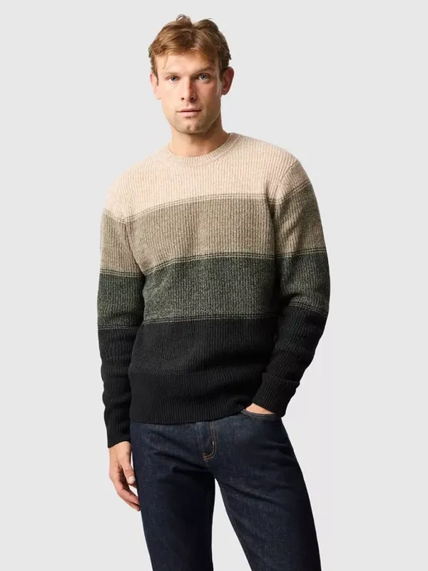 Rodd & Gunn Menzies Bay Lambswool Half Fishermans Crew Neck Knit Jumper, Forest