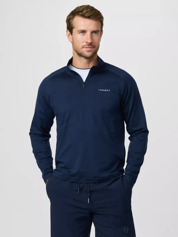 Hackett London Sport Quarter Zip Long Sleeve Top, Navy