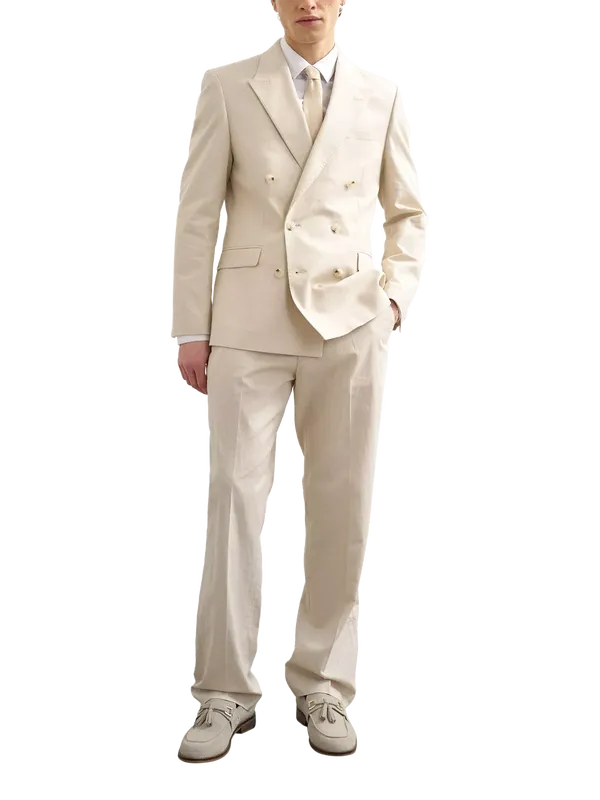 Topman Linen Cotton Blend Suit Trousers, Sand