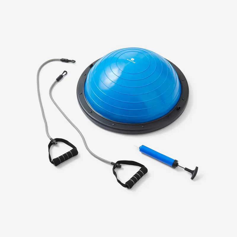 DOMYOS Fitness Reversible Balance Station + Elastic Bands - Blue