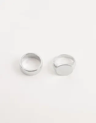 2 pack rings in silver