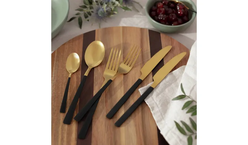Habitat Two Tone 16 Piece Stainless Steel Cutlery Set