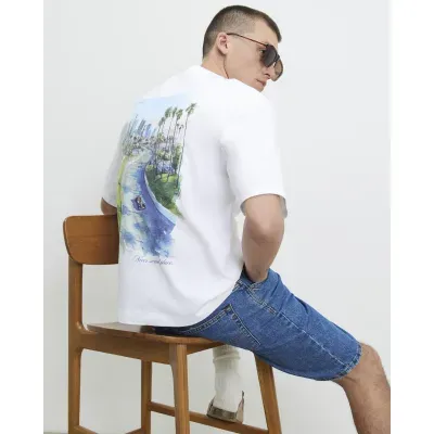 White Oversized Fit F1 Racecar T-Shirt