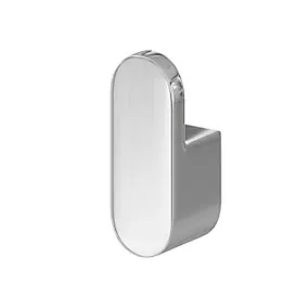 GoodHome Graphene Silver effect Zinc alloy L-shaped Single Chrome Hook (H)71mm (W)27mm