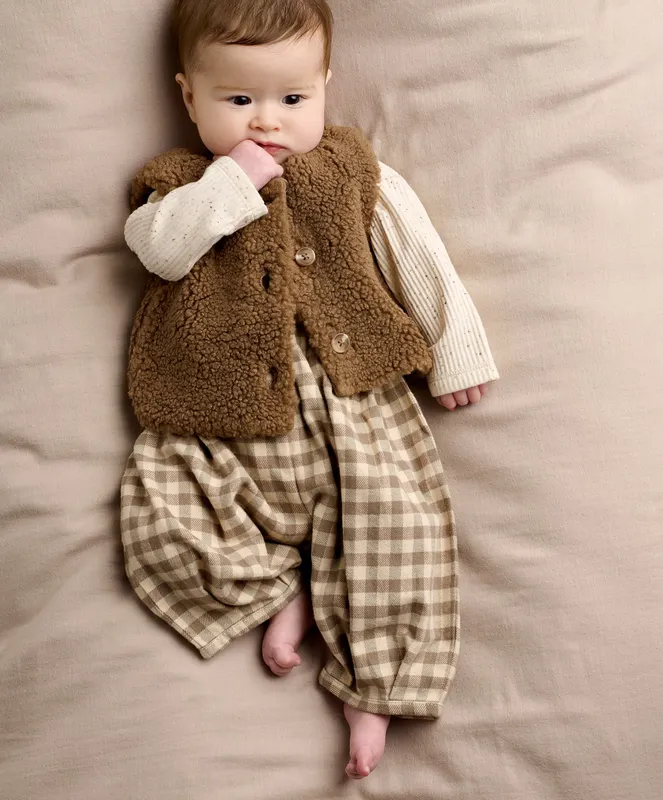 Mamas & Papas Borg Waistcoat with Bodysuit & Trousers Outfit