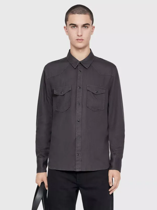 AllSaints Hanway Long Sleeve Shirt, Black