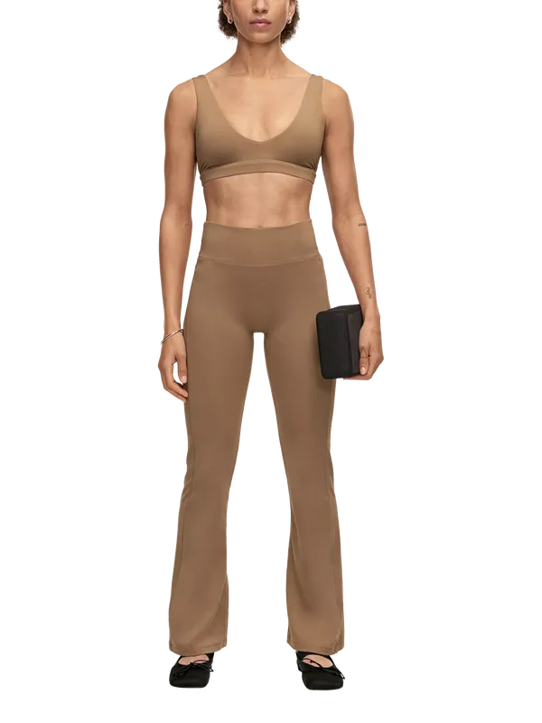Cassall Soft Touch Flare Yoga Trousers, Light Khaki