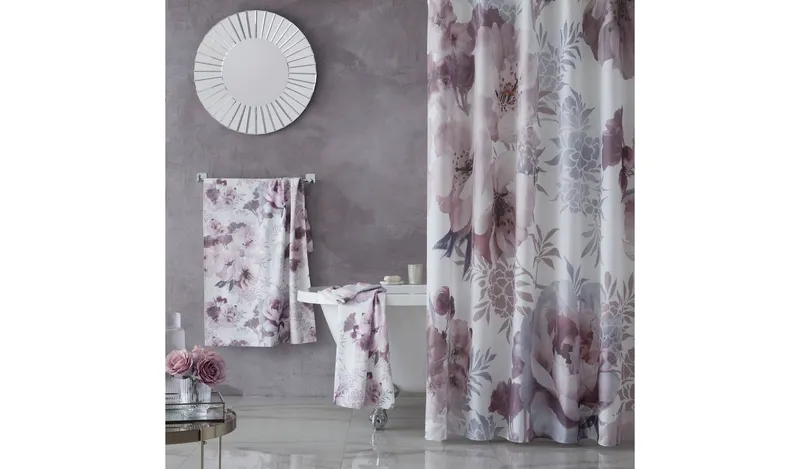 Catherine Lansfield Dramatic Floral Shower Curtain - Pink