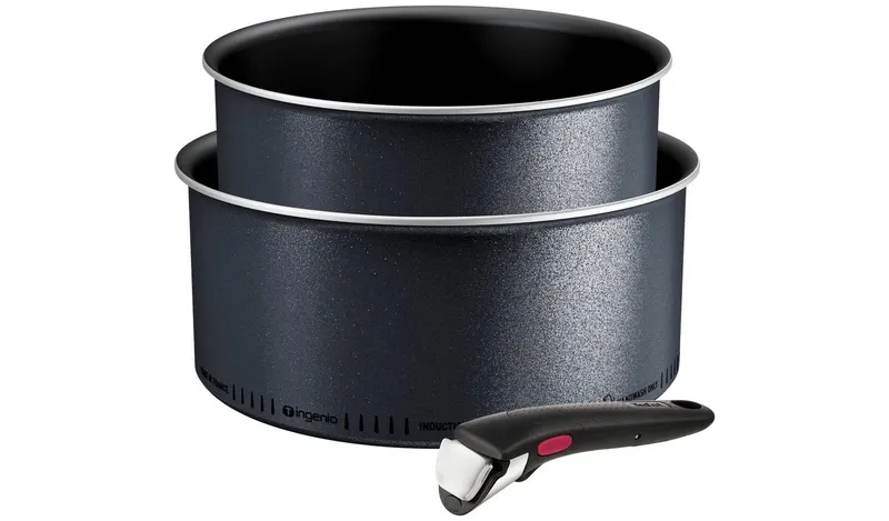 Tefal So Light 3 Piece Aluminium Saucepan Set - Black