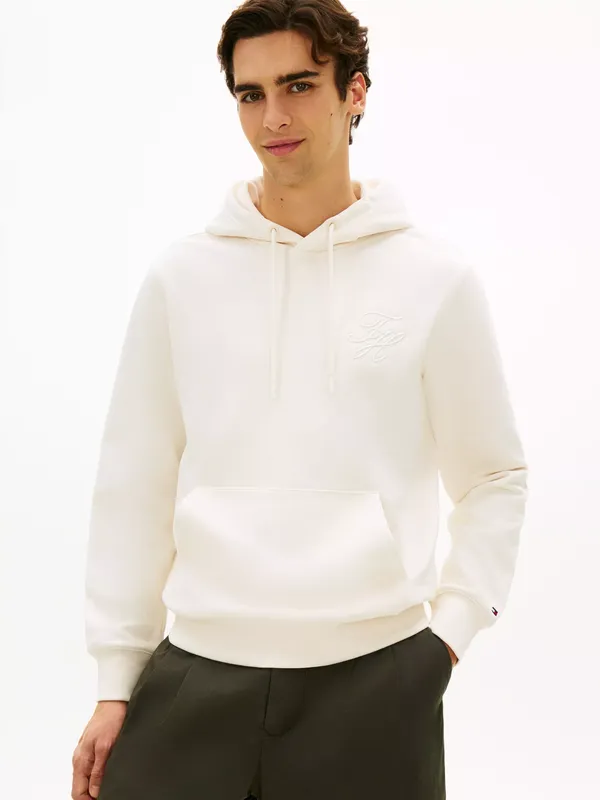 Tommy Hilfiger Cotton Tonal Logo Hoodie, Beige