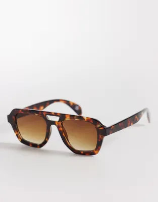 angular aviator sunglasses in tort
